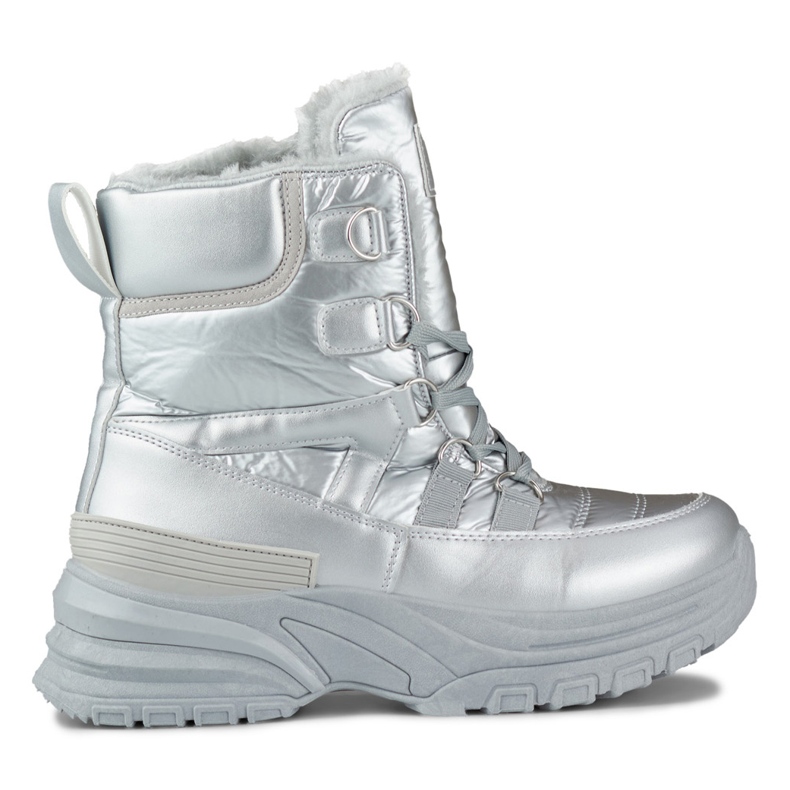 Silberne sportliche Damen-Schneestiefel zum Schnüren silber-