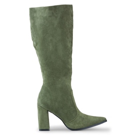 Olivgrüne kniehohe Damenstiefel