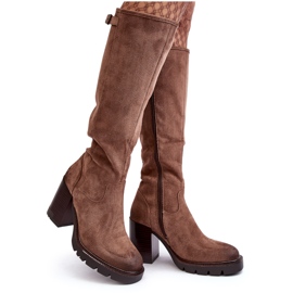 Vinceza Dunkelbeige isolierte Damenstiefel mit hohem Absatz von Alzeta