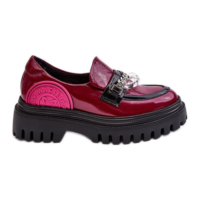 Verzierte Damenschuhe aus grobem Leder Maciejka 06294-15 Fuchsia rosa