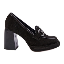 Lederpumps auf einem massiven High Heel Laura Messi 2706 Schwarz