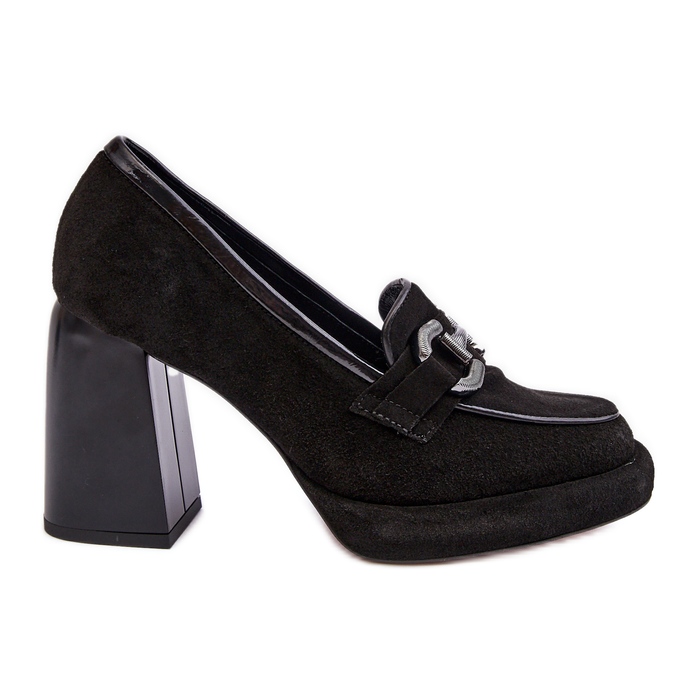 Lederpumps auf einem massiven High Heel Laura Messi 2706 Schwarz