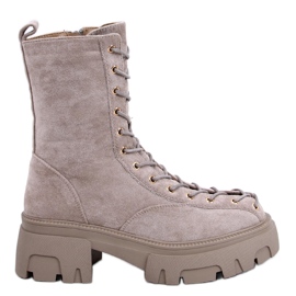 Wayne Khaki Schnürstiefel für Damen beige