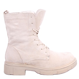 Lavey Beige Schnürstiefel aus Wildleder
