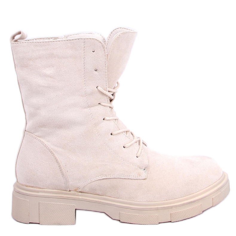 Lavey Beige Schnürstiefel aus Wildleder