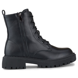 Schwarze Damen-Schnürstiefeletten aus Öko-Leder