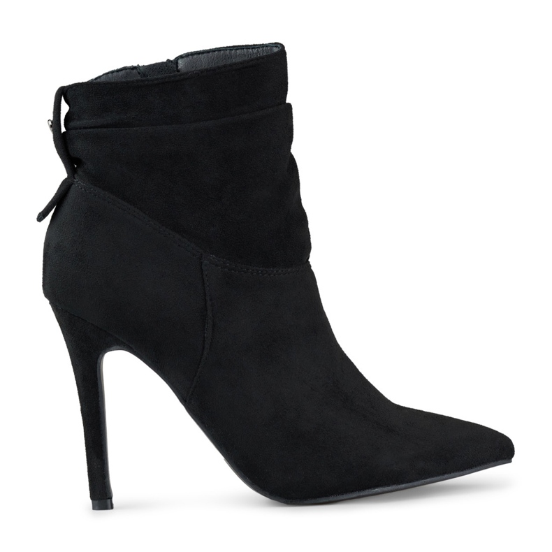 Schwarze Wildleder-Stiefeletten mit hohem Absatz und höherem Schaft