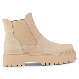 Damen-Chelsea-Stiefel aus Wildleder mit dicker Sohle beige