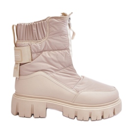 Vinceza Hellbeige Hixe-Schneestiefel für Damen mit Reißverschluss, isoliert mit Fell
