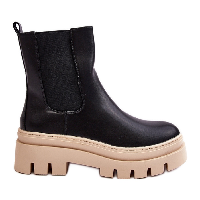 Vinceza Damen-Arbeiterstiefel Schwarz und Beige Loretta