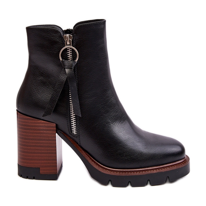 Vinceza Damen-Lederstiefelette Schwarz Brittney