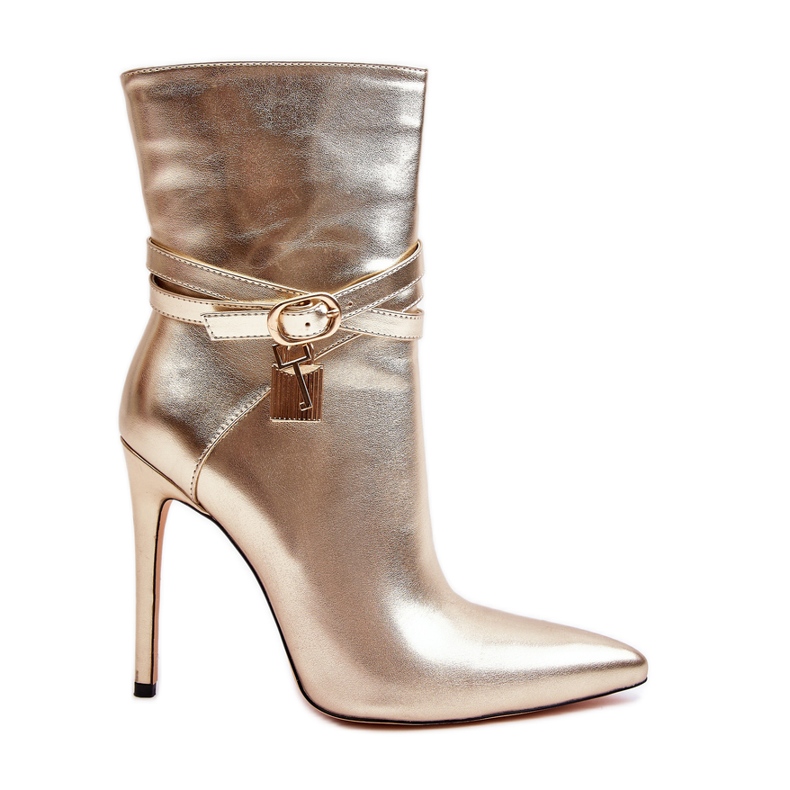 Damen-Stiefeletten mit hohem Absatz und Riemen in Gold von Casulle golden