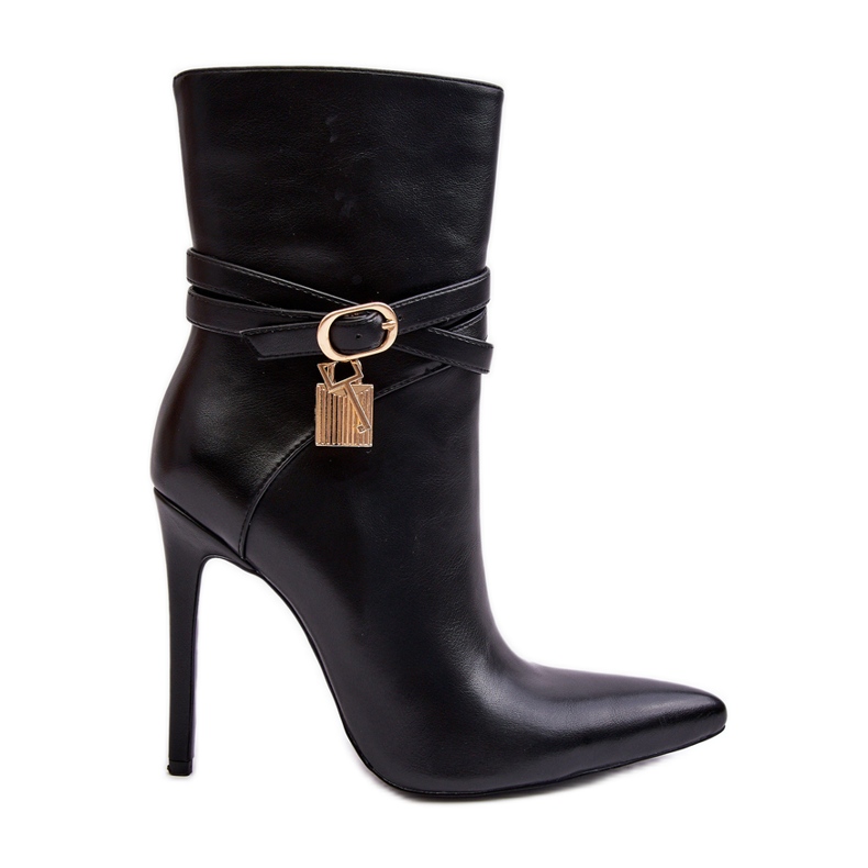 Damen-Stiefel mit hohem Absatz und Riemen in Schwarz von Casulle