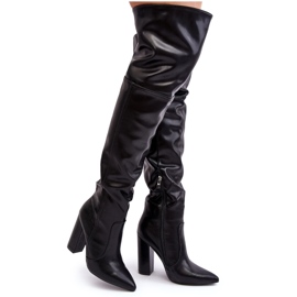 Hohe Overknee-Stiefel für Damen, Schwarz Jeine