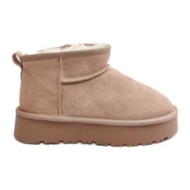 Modische niedrige Schneestiefel aus Wildleder in Hellbeige Nucca