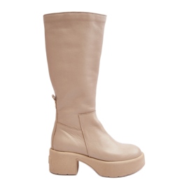 Lemar Lemar Damen Overknee-Stiefel Hellbeige Malayah