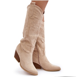 Hellbeige Cowboystiefel für Damen von Sloana