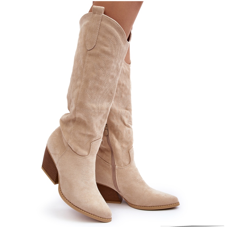 Hellbeige Cowboystiefel für Damen von Sloana