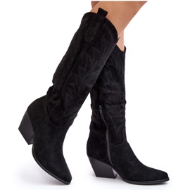 Damen-Cowboystiefel mit hohem Absatz in Schwarz von Sloana