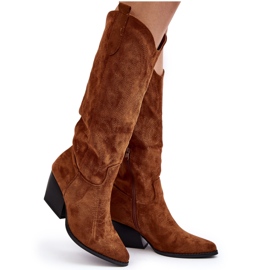 Kamelfarbene Sloana-Cowboystiefel für Damen mit hohen Absätzen braun
