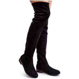 Overknee-Stiefel für Damen mit flachem Absatz, Black Bikka schwarz