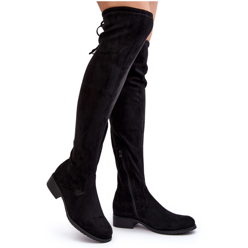 Overknee-Stiefel aus Wildleder für Damen in Schwarz Enelyn