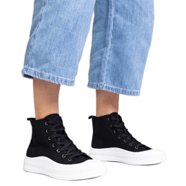 Schwarze High-Plateau-Sneaker von Guerrino