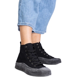 Schwarze High-Plateau-Sneaker von Guerrino