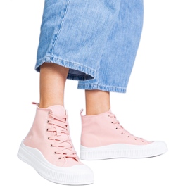 Rosa Guerrino-Sneaker mit hohem Plateau