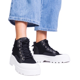 Inna Schwarze Grotta-Sneaker mit hohem Plateau