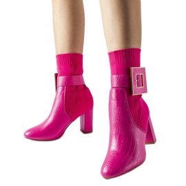 Enrice rosafarbene Sock-Stiefel mit Animal-Print