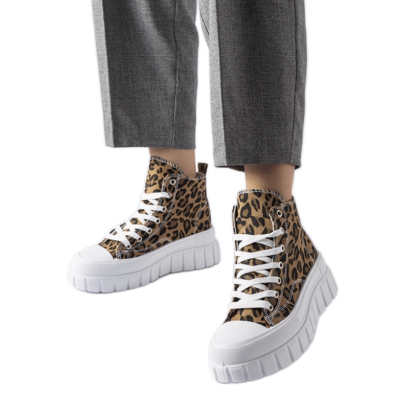 Braune Plateau-Sneaker mit Leopardenmuster von Fiave