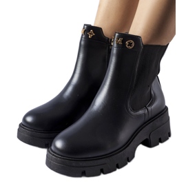 Schwarze, isolierte, dekorative Federica-Stiefeletten