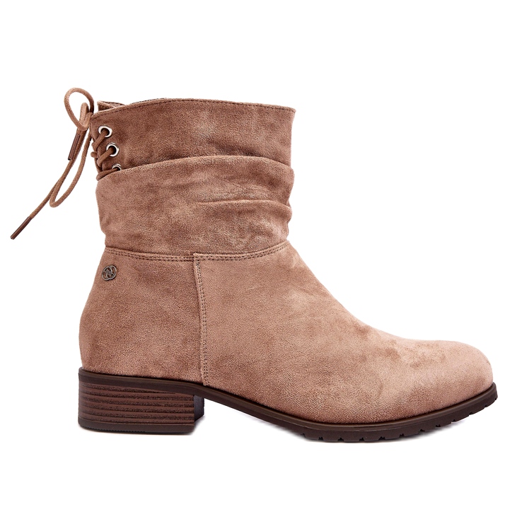 Evento Warme flache Damenstiefel aus Wildleder, Beige