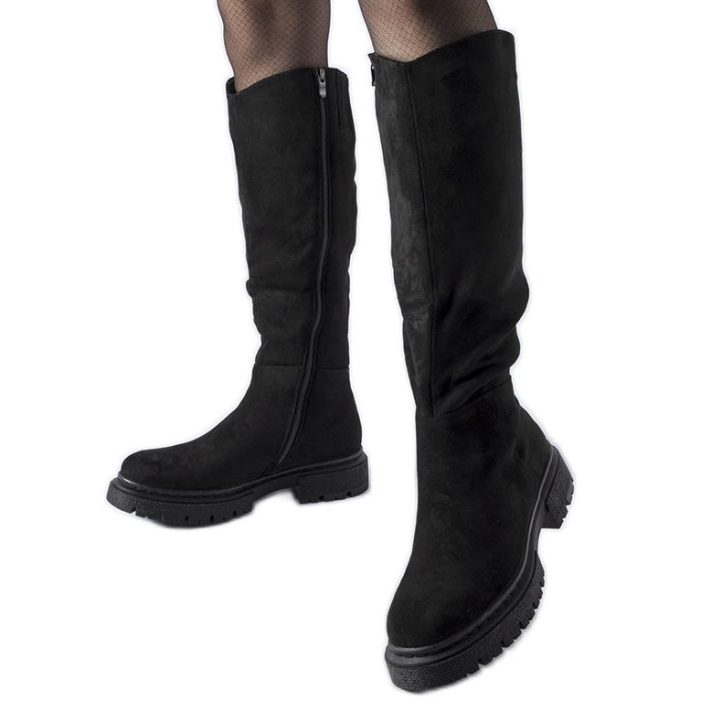 Schwarze, flache, isolierte Millbrook-Stiefel