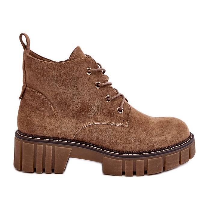 Sergio Leone Isolierte Schnürstiefeletten aus Wildleder, Dunkelbeige, Bjorg