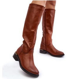 Flache Overknee-Stiefel für Damen in Braun Aviare