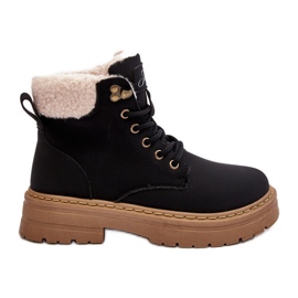 Damen-Lederstiefel mit Schaffell, Schwarz Lynnvia