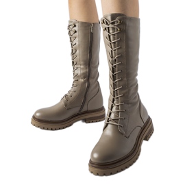 Braune, hochgeschnürte Montepiano-Arbeiterschuhe