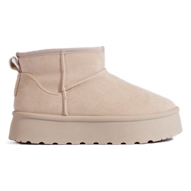 Beige kurze Damen-Schneestiefel von Shelovet