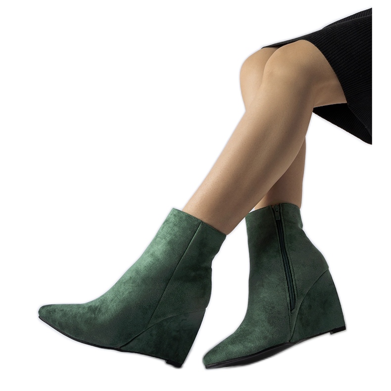 Grüne spitze Keilstiefel von Aprutino