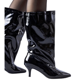 Schwarze Clinton-Stiefel mit niedrigem Absatz