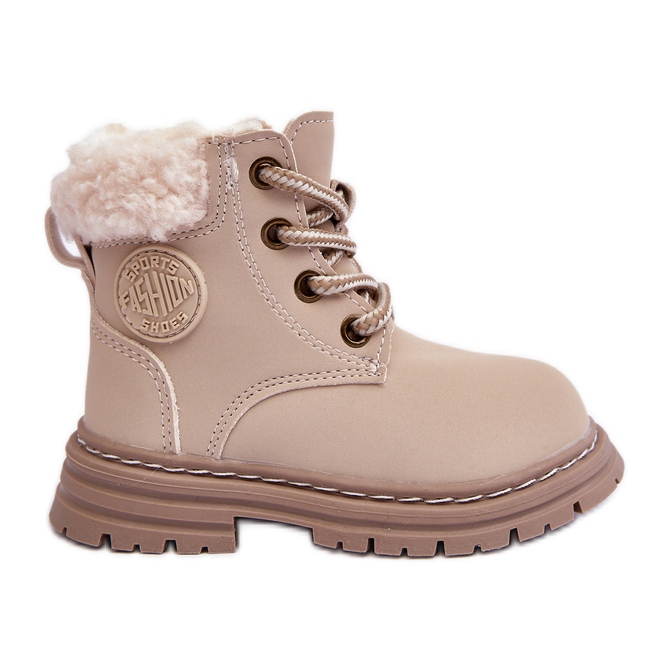 Trapperstiefel für Kinder mit Reißverschluss und Schaffell Beige Marialee