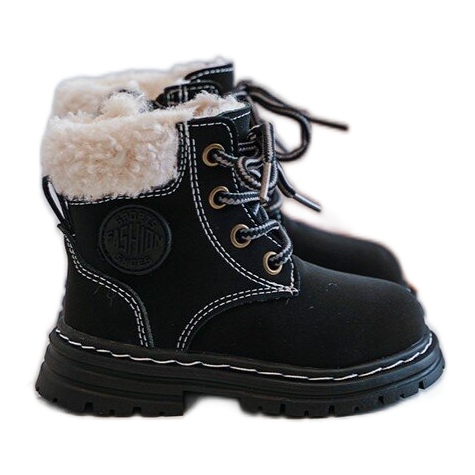 Trapperstiefel für Kinder mit Reißverschluss und Schaffell, Schwarz Marialee