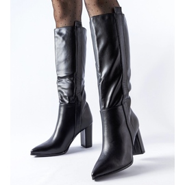 Schwarze klassische Slip-On-Stiefel mit Palma-Absatz