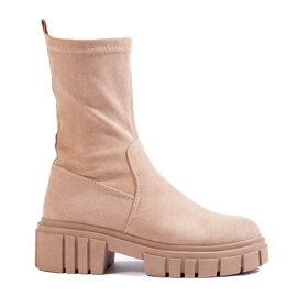 Beigefarbene Damen-Stiefeletten aus Wildleder von Shelovet