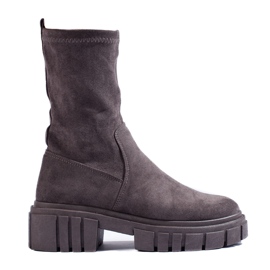 Shelovet Damen-Stiefeletten aus grauem Wildleder