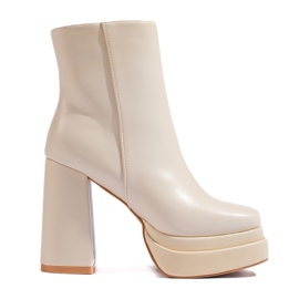 Cremefarbene Shelovet-Stiefeletten mit hohem Absatz beige