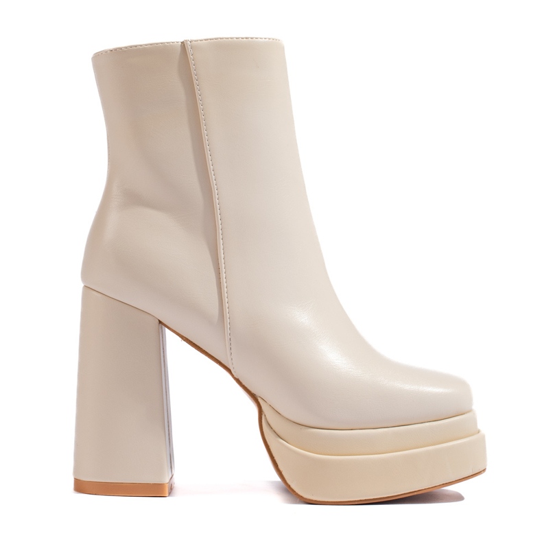Cremefarbene Shelovet-Stiefeletten mit hohem Absatz beige