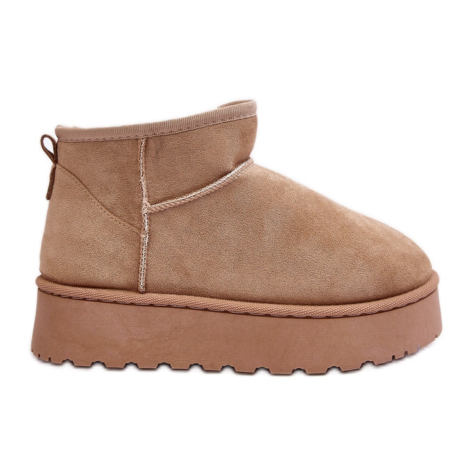 Plateau-Schneestiefel für Damen mit Fellfutter, Beige Xamella